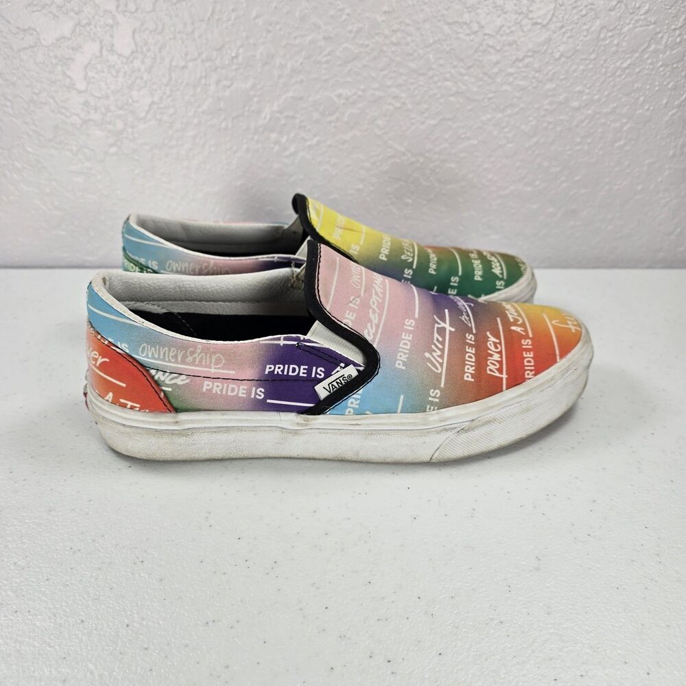 Vans Pride Classic Slip On Shoes Women's 9 Rainbow Pride Is Sneakers
